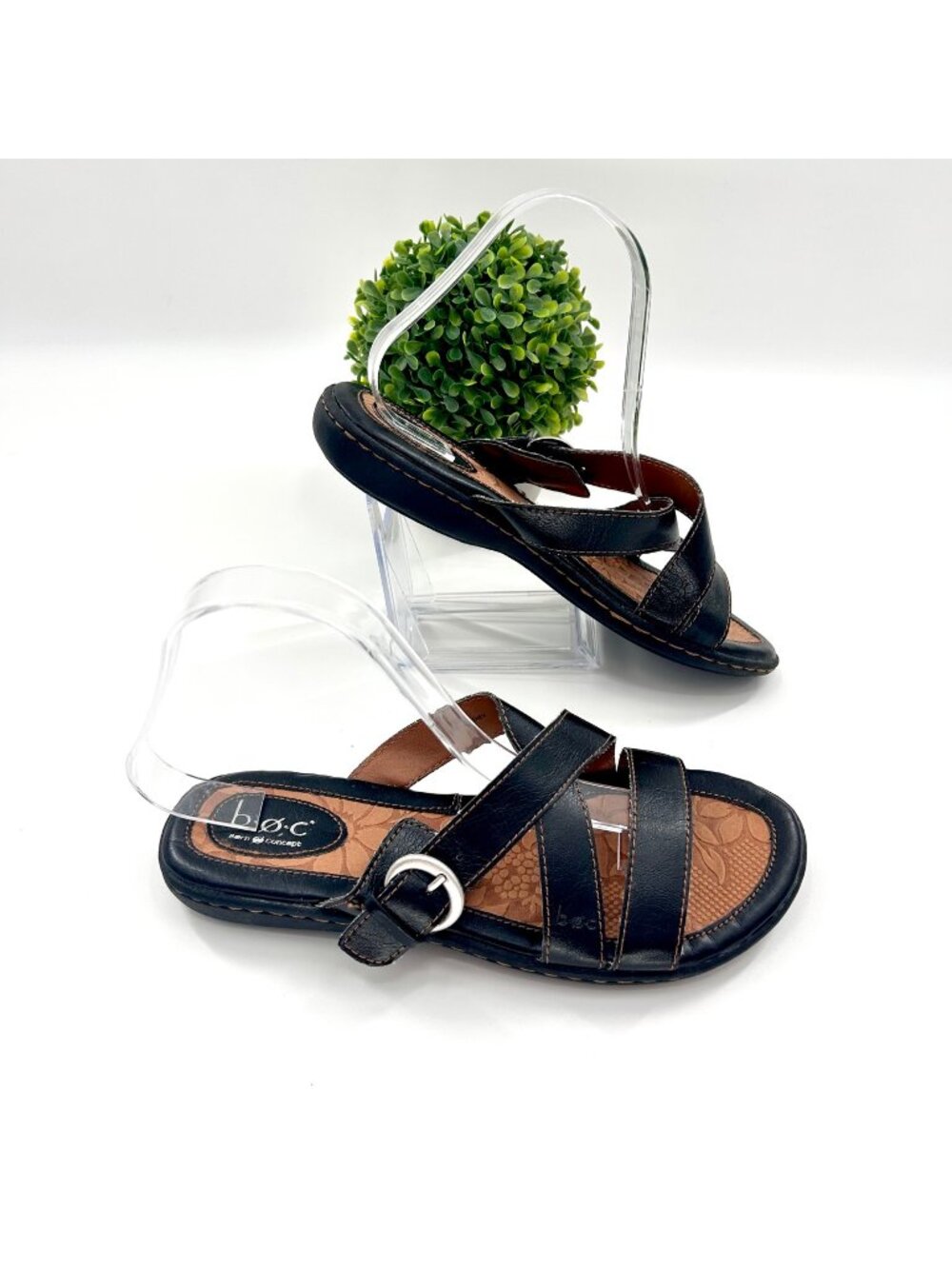 B.O.C. BORN CONCEPT BLACK & TAN BUCKLE SANDALS - 8